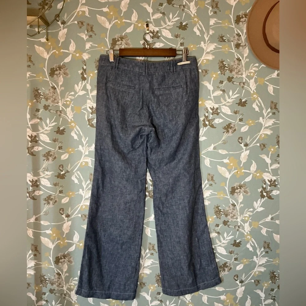 Pilcro Wide Leg Linen-Blend Pants in Heathered Blue - Picture 6 of 6